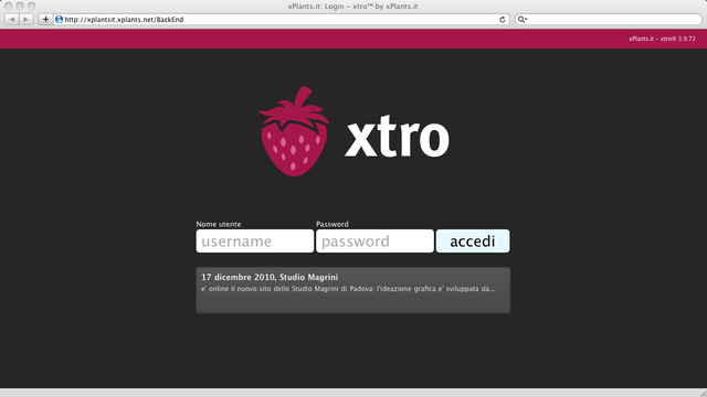 xtro Back End per l&rsquo;amministrazione del sito