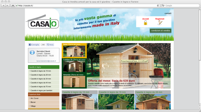 e-commerce delle casette in legno per giardino